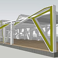 Modern Pergola Design With Metal Frame Glass Roof And Geometric Cross Supports