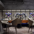 Modern Restaurant Interior Design With Open Kitchen And Dining Tables