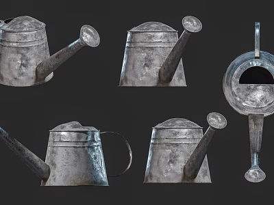 Industrial Equipment Metal Watering Cans Displaying Multiple Angles And Industrial Design 3d model
