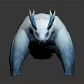 Crouching White Mythical Creature With Blue Antlers Ears And Snowflake Tail