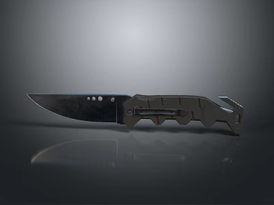 Tactical Weapon Folding Knife With Metallic Blade And Ergonomic Handle Design 3d model
