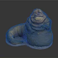 Detailed Alien Creature Sculpture With Golden Green Coloration Bulbous Body And Coiled Tail