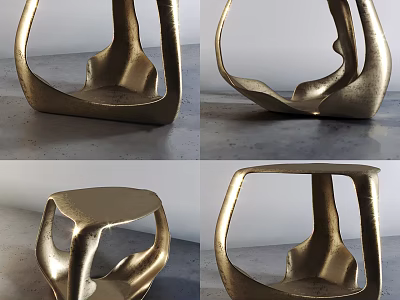 Golden Modern Coffee Table With Unique Sculptural Design And Sleek Surface Finish 3d model