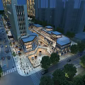 Aerial View Urban Planning With High Rise Buildings Plaza Streets Pedestrians And Trees