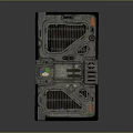 Industrial Metal Gate With Grille Panels Control Panel Orange Indicators And Gray Finish