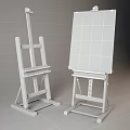 Wooden And White Easels With Canvas Painting Art Supplies