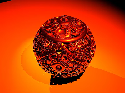 Exquisite Spherical Jewelry Piece With Intricate Carvings And Red Toned Luster 3d model