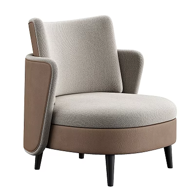 Modern Accent Chair With Light Gray And Brown Upholstery Soft Armrests And Slim Legs 3d model