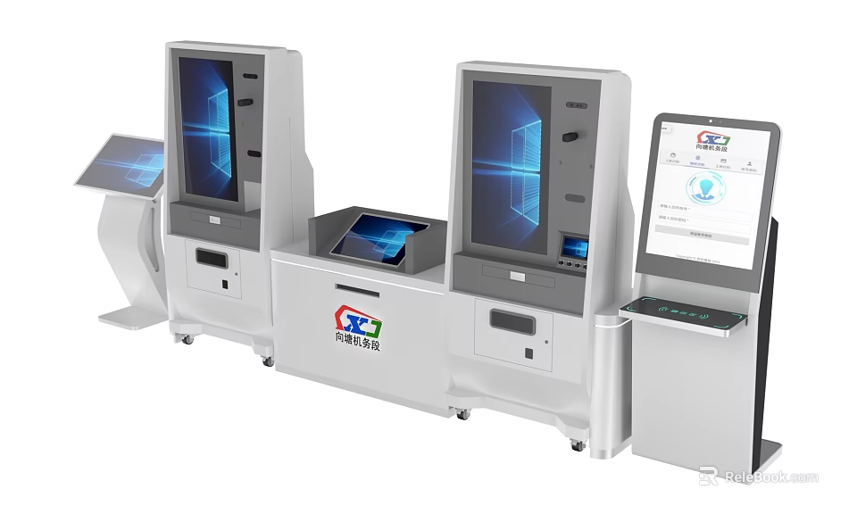 Smart Machines Self Service Terminals With Interactive Touch Screens And Digital Displays 3d model