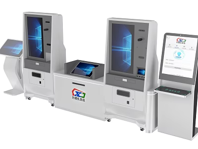 Smart Machines Self Service Terminals With Interactive Touch Screens And Digital Displays 3d model