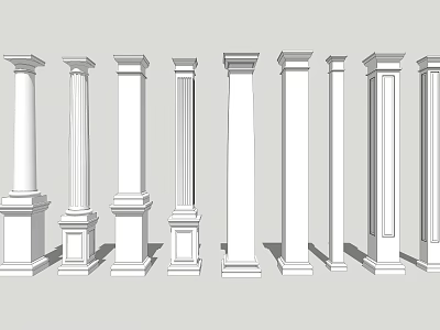 Classic White Roman Columns In Various Styles For Architectural Design 3d model