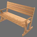 Wooden Leisure Chair With Slatted Backrest Seat Armrests And Simple Design Structure
