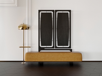 Modern Rest Stool Screen Combination Floor Lamp Bench 3d model