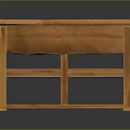 Rustic Wooden Desk With Attached Bench Solid Wood Structure Natural Finish 3d model