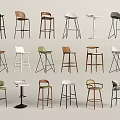 Various Modern Bar Stools With Different Designs And Materials For Home Interior 3d model