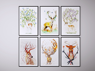 Nordic Animal Painting Decorative Painting Hanging Painting 3d model