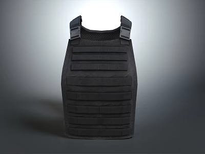 Game Movie Character Wearing Black Tactical Vest With Multiple Pockets And Straps 3d model