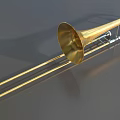 Premium Musical Instruments and Painting Tools with Golden Brass Trombone and Art Supplies