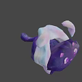 Purple Starry Cat Like Game Movie Character With Glowing Eyes And White Ribbon Wings