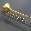 Premium Musical Instruments and Painting Tools with Golden Brass Trombone and Art Supplies