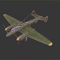 Vintage Green Airplane Model With Two Propellers Yellow Wing Tips And Red Tail Insignia
