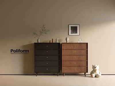 Modern Entryway Cabinet and Sideboard with Multiple Drawers Decorative Plants Photo Frame and Teddy Bear 3d model