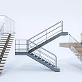 Sleek Modern Staircase Interior With Wooden Steps Metal Railings And Glass Panels