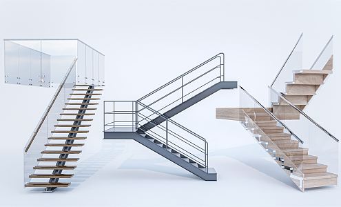 Modern Stairs Combination Rotating Stairs Metal Stairs Steel Frame Stairs Arc Stairs 3d model