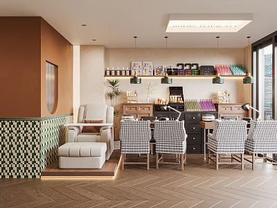 Elegant Beauty Hair Salon Interior With Comfortable Chairs Workstations And Stylish Lighting 3d model