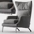 Modern Gray Single Sofa With Plush Padded Backrest Armrests And Metal Legs Design 3d model