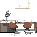 Modern Dining Table and Chair Combination Simple Dining Table and Chair Chandelier Combination 3d model