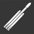 White Rocket Model With Multiple Boosters On Dark Reflective Background 3d model