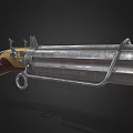 Vintage Firearm With Wooden Grip And Metal Barrel Featuring Engraved Text