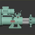 Green Industrial Pump Motor With Silver Fins Red Label And Base