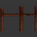Simple Red Wooden Stools With Slatted Seats And Straight Legs Design