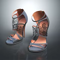 Elegant Women's High Heel Sandals with Cut Out Design and Floral Pattern Details
