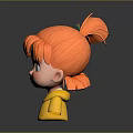 Cartoon Girl With Orange Ponytail Green Hair Accessory And Yellow Outfit