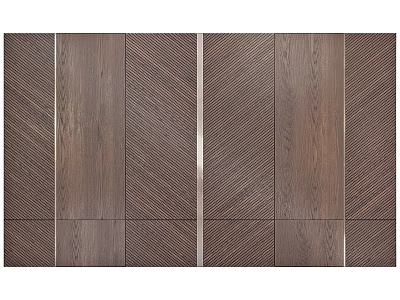 Dark Wooden Decorative Panels With Herringbone Pattern Metal Strips And Symmetrical Design 3d model