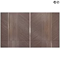 Dark Wooden Decorative Panels With Herringbone Pattern Metal Strips And Symmetrical Design