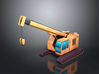 Yellow Tracked Construction Crane 3D Model With Blue Windows And Detailed Design 3d model