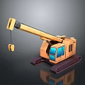 Yellow Tracked Construction Crane 3D Model With Blue Windows And Detailed Design 3d model