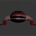 Detailed 3D Model of Red and Black Salamander Featuring Open Mouth and Lizard-like Body