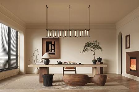 Middle Ancient Style Tea Room Study 3d model