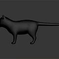 Realistic Black Cat 3D Render With Yellow Eyes Standing On Gray Background 3d model