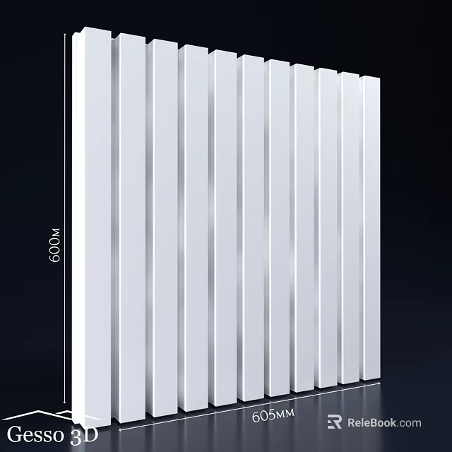 Elegant Modern Interior Wall Featuring Vertical White Decorative Panel Design 3d model 