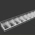 Wooden Display Shelf with Long Design and Blue Storage Compartments for Organizing Items