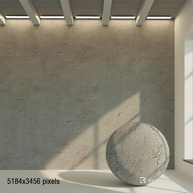 Rough Textured Wall With Circular Component And Natural Light Shadow 3d model