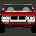 Red Classic Two Door Car With Chrome Front Design And Shiny Wheels 3d model