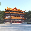 Chinese-style ancient building two-story hall 3d model