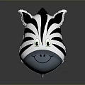 Cute Smiling Zebra Head Character With Black White Stripes And Green Eyes